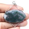 Ожерелье Моховой Агат Драгоценный камень Ручной работы Античное серебро Ювелирные изделия 2,25"