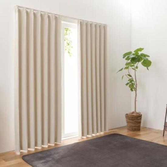 Univer Drape Level 2 Light Flame Shape 150cm Wide X 200cm Stacy Curtains, Blocking, Retardant, Memory, Long, Washable, Ivory,
