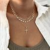 Women's Gift Stackable Necklace Luxury Artificial Crystal Retro 3pcs/Set Cross Necklace Accessories