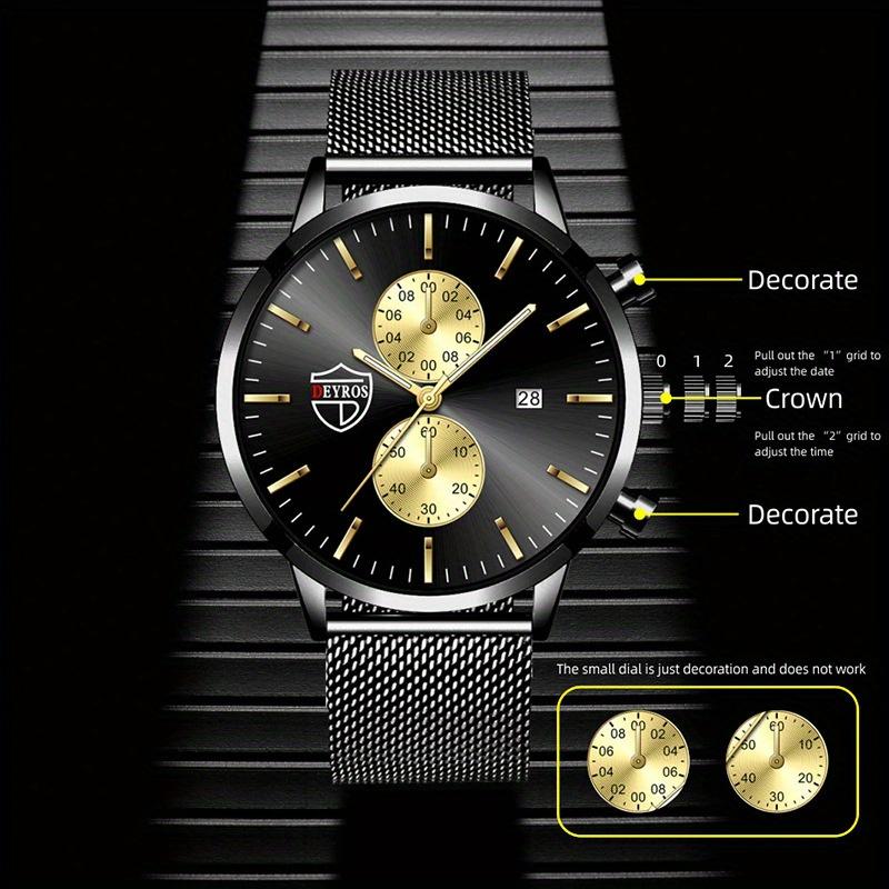 Men's Fashion Date Luminous Watch Men's Quartz Watch Steel Watch Men's Gift