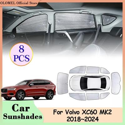 Для Volvo XC60 MK2 2018~2024 Автомобильные солнцезащитные козырьки Полное покрытие Лобовое стекло Солнцезащитный козырек Шторка Задние боковые окна Анти-УФ накладки Аксессуары