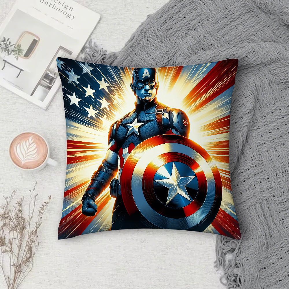 Superhero CCaptain AAmerica Pillow Case Square DoubleSided Printing Sofa Cushion Cover Pillowcase Bedroom Bedside