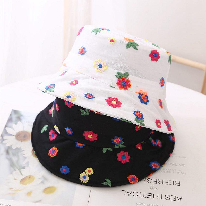 Женская летняя тонкая кружевная шляпа-ведро с милой красочной вышивкой из маленьких цветов, солнцезащитная регулируемая кепка для рыбалки