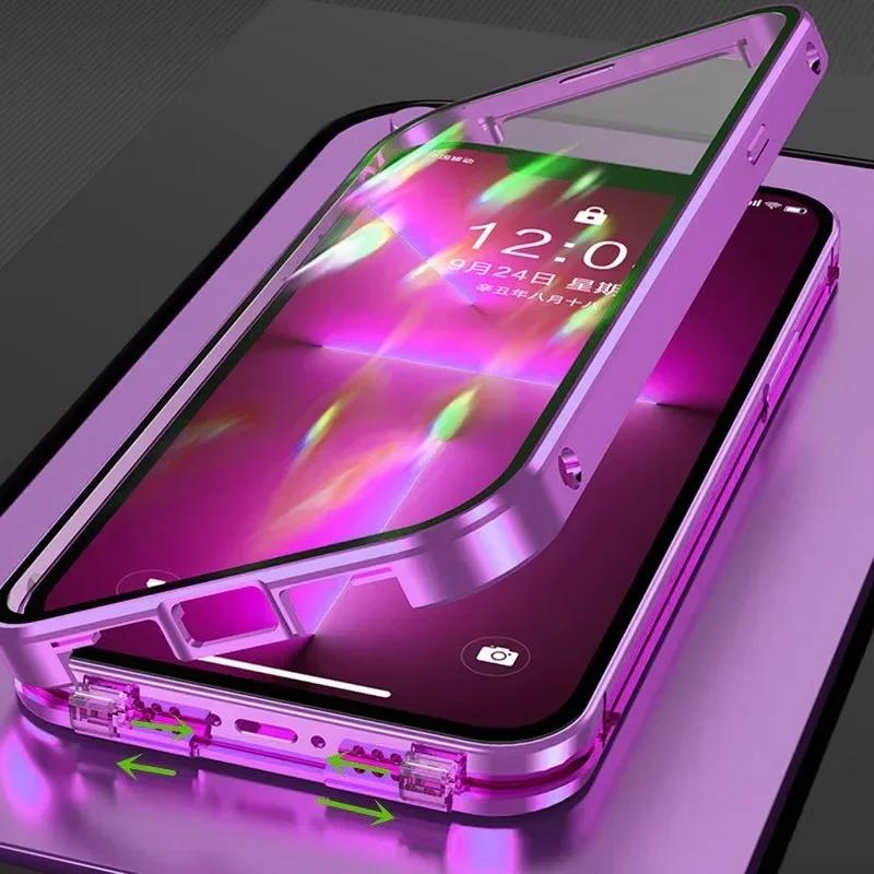 Металлический Бампер Двусторонний Защитный Чехол для IPhone Air 17e 16e 17 16 15 14 Plus 13 12 Pro Max Ударопрочный Чехол Защита Объектива