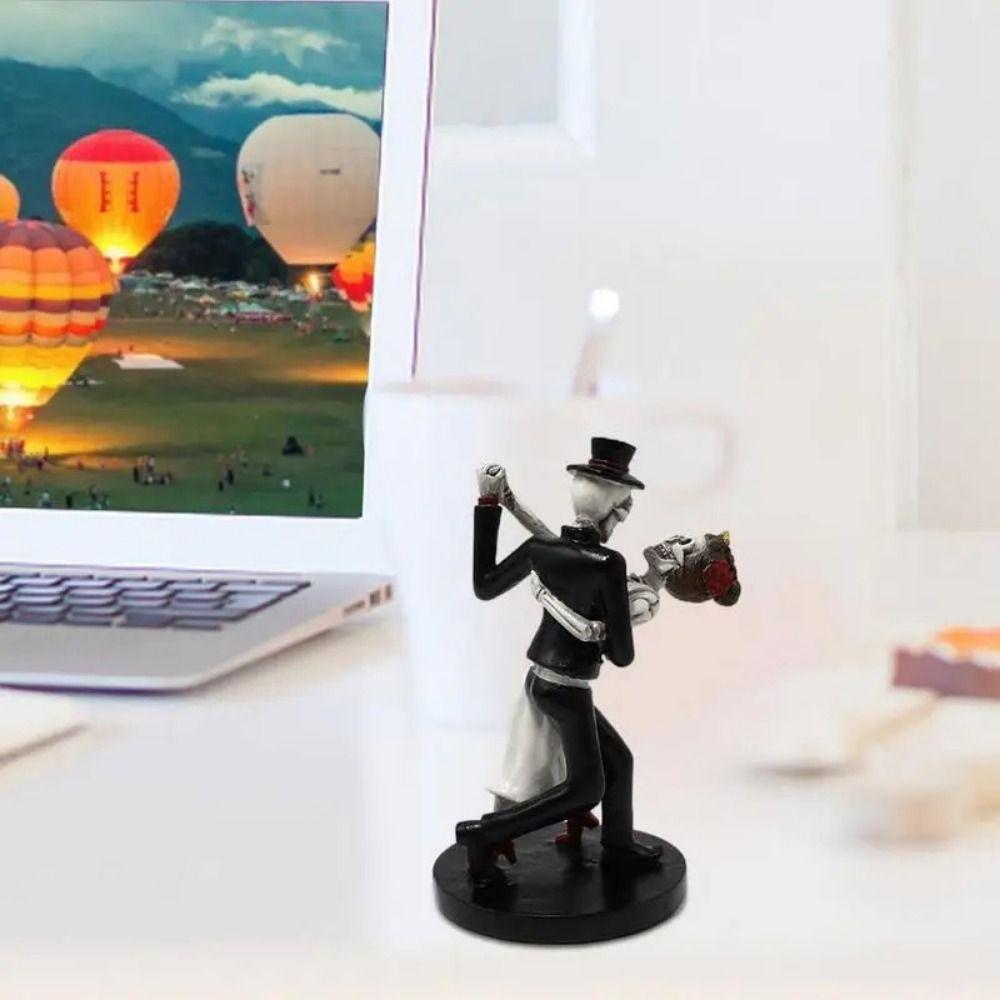 Resin Dance Skeleton Figurine Mini Skeleton Couple Ornament  for Halloween