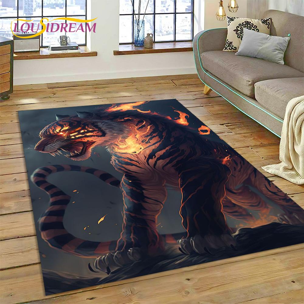 3D зверь, тигр, лев, животное, дикая природа, мультяшный ковер, ковер для дома, гостиной, спальни, дивана, коврик для двери, декор, детский коврик, нескользящий коврик