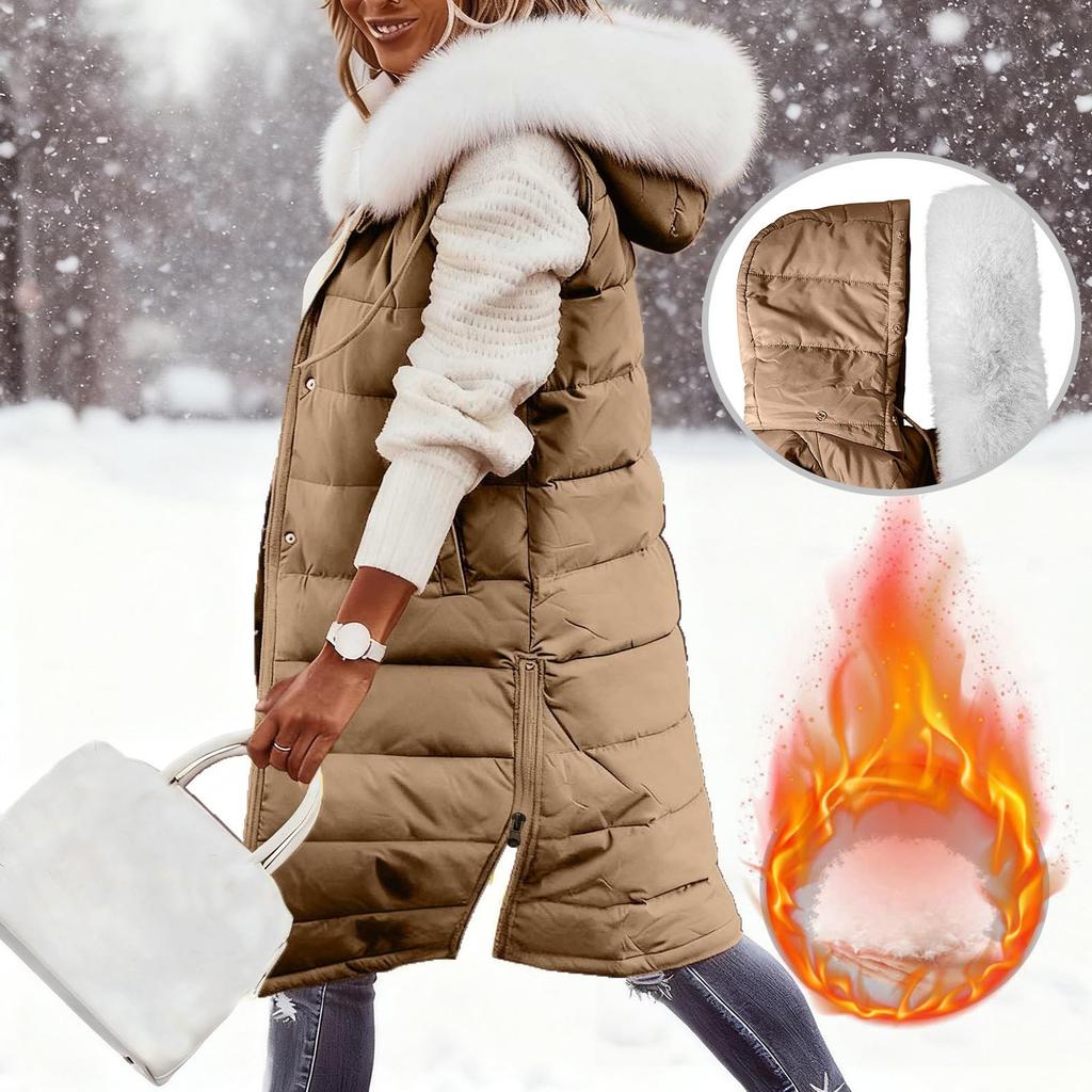 Женский длинный пуховик с капюшоном