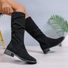 Женские замшевые сапоги челси до колена на среднем каблуке, модные зимние туфли 2024 года, новые туфли для ходьбы, классические трендовые туфли Chaussures Femme