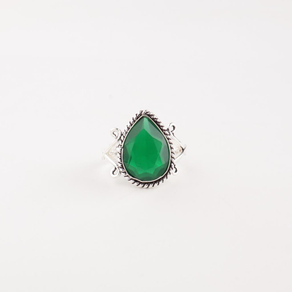 Green Onyx Gemstone 925 Sterling Silver Jewelry Handmade Women's Ring For Gift RR-57-17