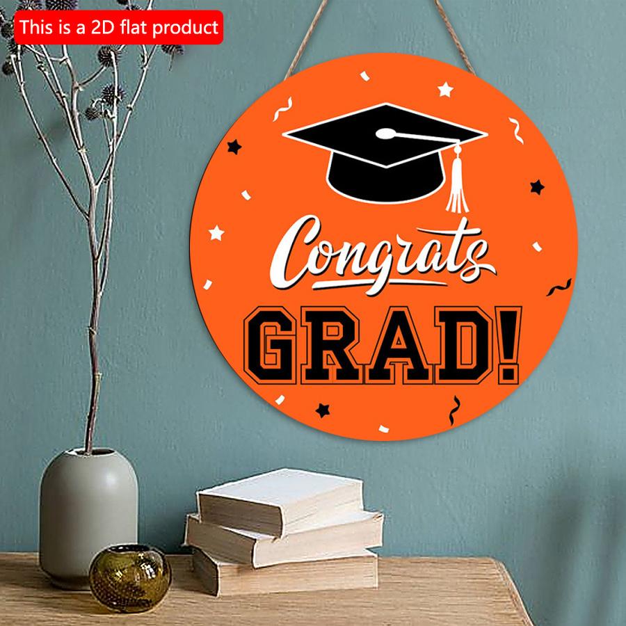 2D плоские 20*20 см 1 шт. Оранжевый узор GRAD для тематической вечеринки «Выпускной сезон», подвесные принадлежности, черная шапочка бакалавра с принтом, украшение для празднования