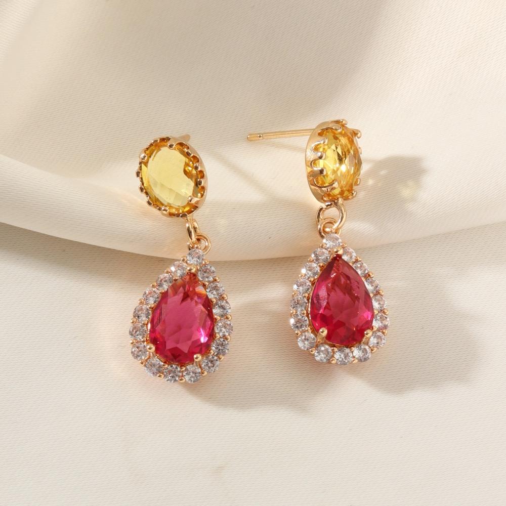 1 пара роскошных цветных кубических циркониевых сережек-капель для женщин, серьги-гвоздики, ювелирные изделия, аксессуары для свадебной вечеринки