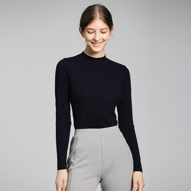 Base Shirt Women's Autumn Clothing Fashionable New Fashion 2025 Long Sleeves Base Shirt Pure Cotton Slim Looking T-shirt Round Neck Tops Tide