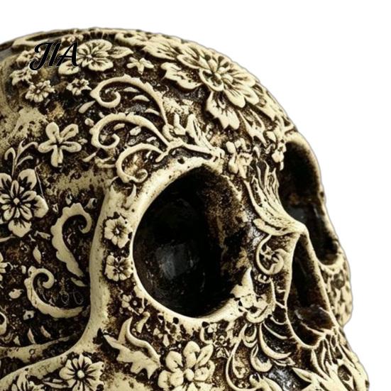 Halloween Tabletop Decorations Creative Skull Flowers Sculpture, Human Head Skeleton Statue, Collectible Figurine Gifts for Adults Home Decor,