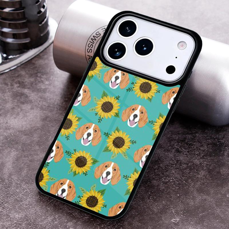 Чехол для телефона с рисунком Бигля и цветами Для iPhone 17 16 15 14 13 12 11 Pro Max Plus 17Air Мягкий силиконовый чехол