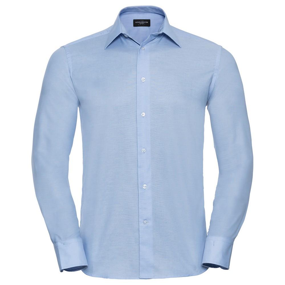 Russell Collection Mens Oxford Tailored Long-Sleeved Formal Shirt