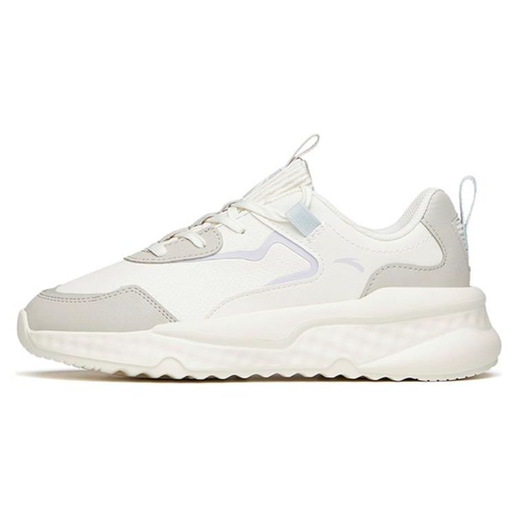 Anta Lifestyle Series Synthetic Leather Shock Absorbing Non-Slip Wear-Resistant Low-Top Casual Shoes Women Casual Shoes White Gray Purple 122118843S-4