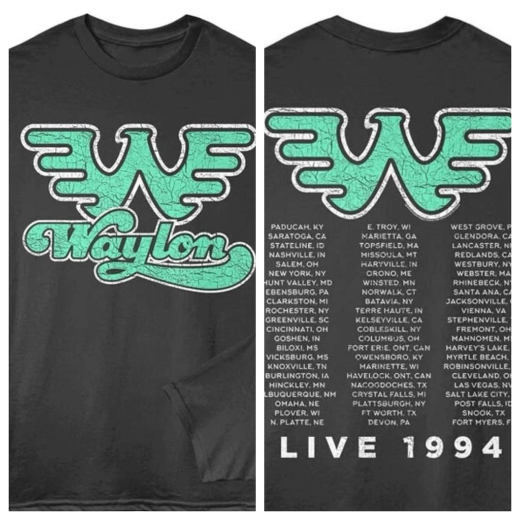 Waylon Jennings T-Shirt Adult 1994 LIVE USA TOUR FB Country Music Singer Smoke