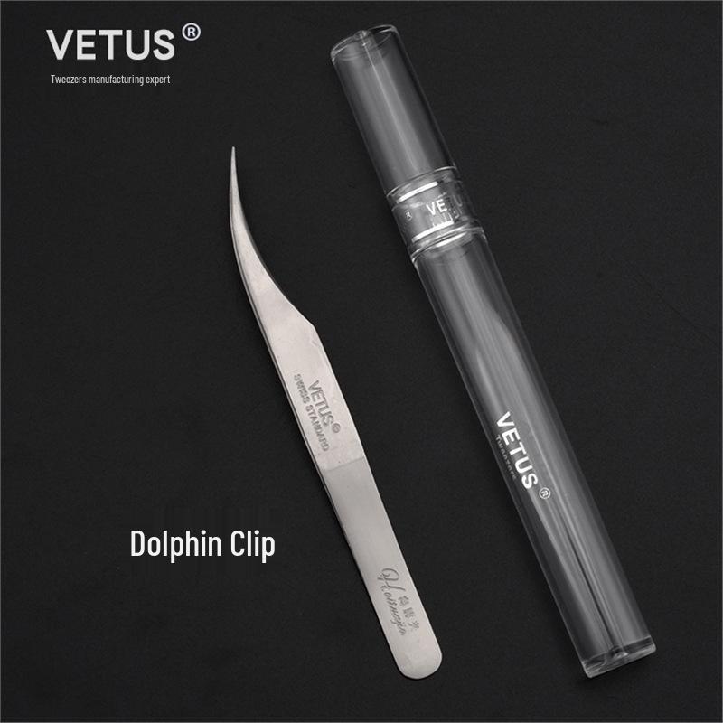 VETUS Высокоточные пинцеты для ресниц 'Золотое перо дельфина' - Стиль 'Цветущая камелия'