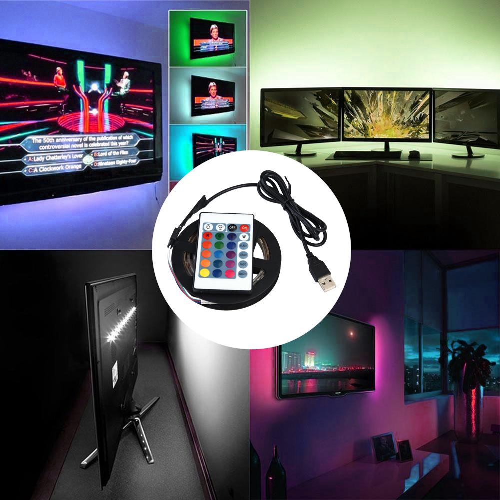 DC 5V USB Светодиодная лента 5050 RGB Водонепроницаемая Гибкая Светодиодная для Подсветки Задней Панели Телевизора 2м 60 Светодиодов