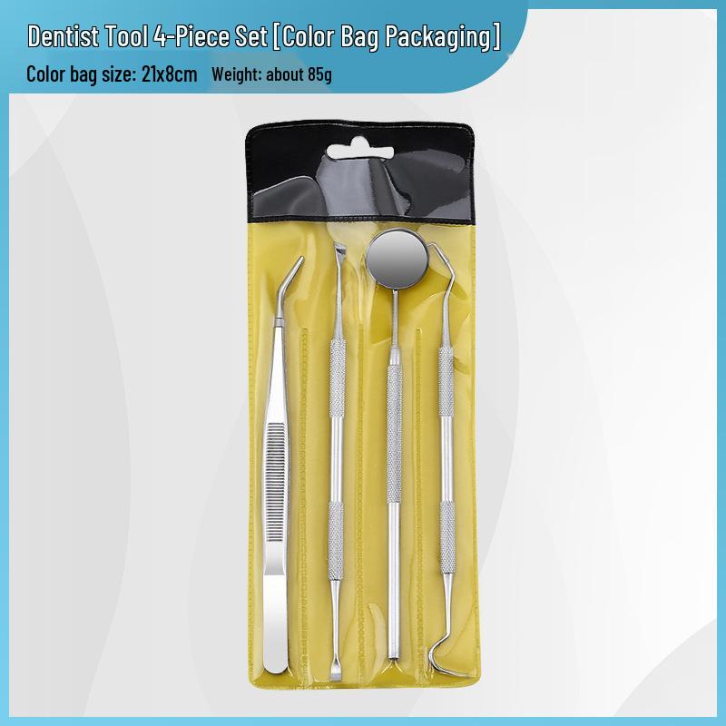 Набор стоматологических инструментов: Двусторонний зонд из нержавеющей стали, ротовое зеркало и набор для чистки зубов