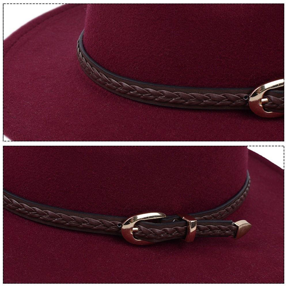 With Belt Buckle Panama Cap Vintage Cowboy Cap Fashion Rancher Hat for Men Women