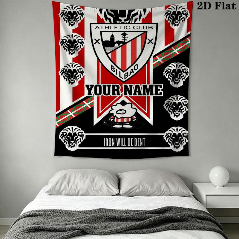 Custom Athletic Club Bilbao Wall Hanging Printed Fabric Blanket Decorative Tapestries for Bedroom Living Room Home Decor