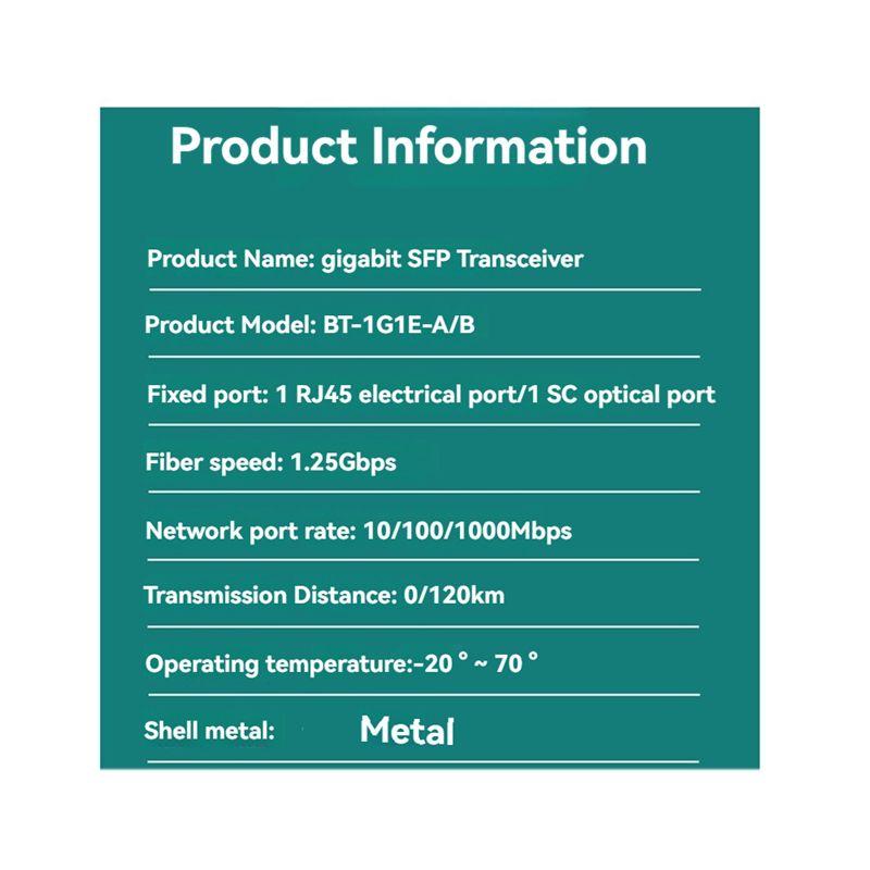 A12E-1Pair 10G SFP+ Fiber To RJ45 Media Converter RJ45 To SFP+ 10/100/1000M/2.5G/10G Ethernet Converter Transceiver