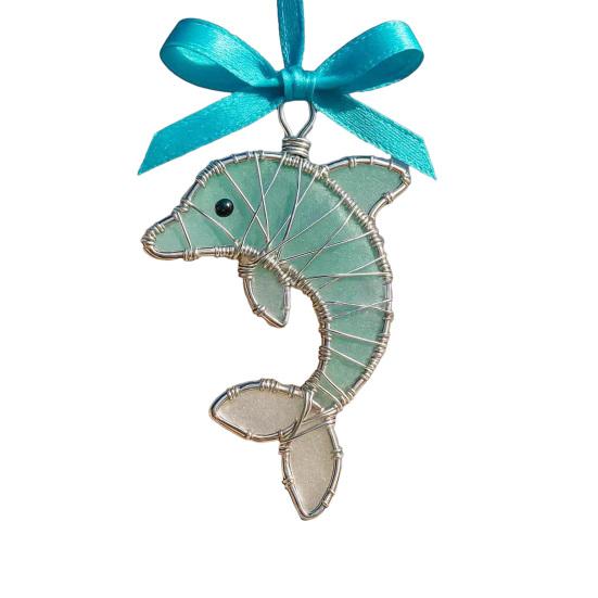 Yousheng Coastal Christmas Ornaments Ocean Themed Sea Glass Ornaments Acrylic Seahorse Dolphin Turtle Nautical Xmas Tree Ornament for Home Party Decor