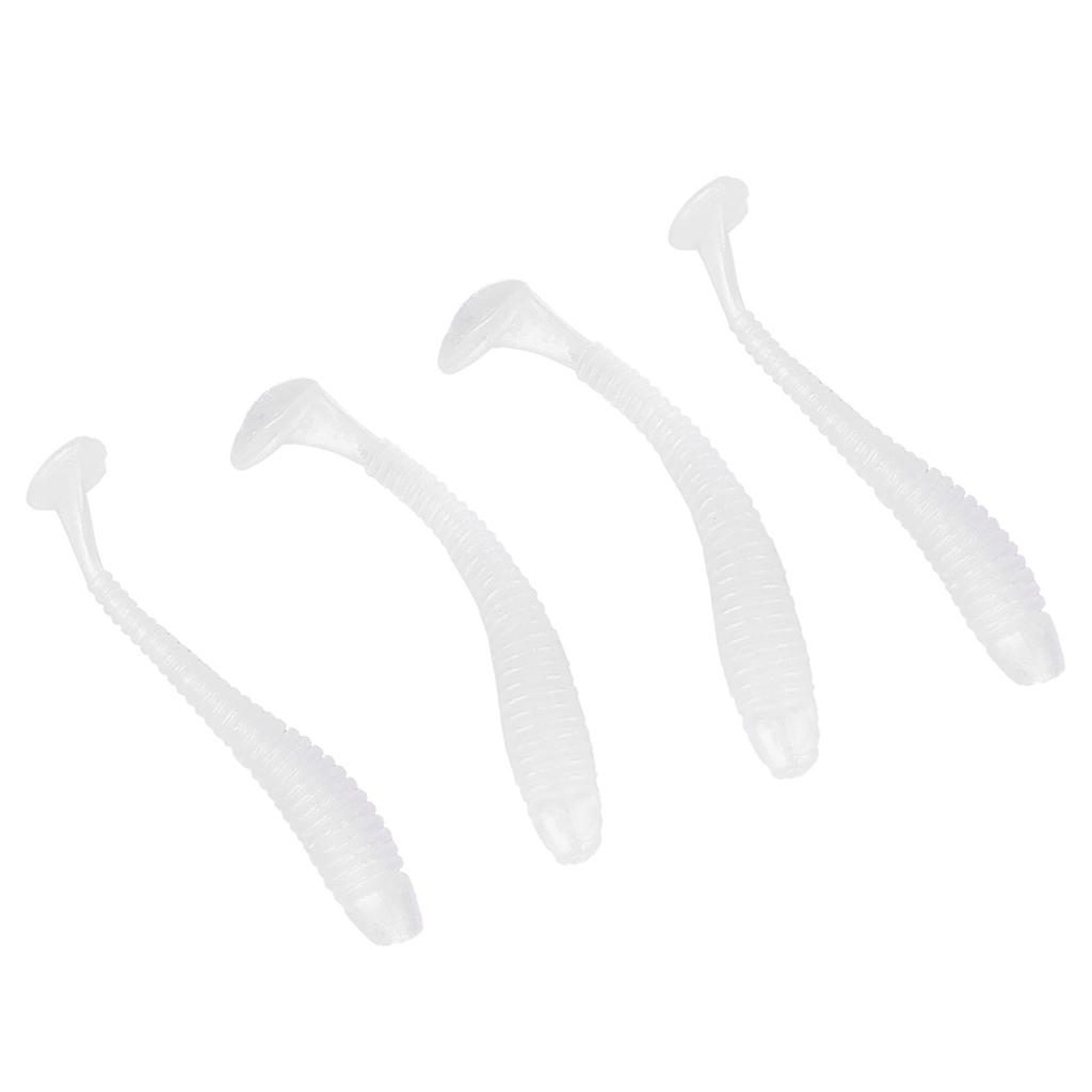 50 шт. 5 см мягкие пластиковые рыболовные приманки с Т-образным хвостом, червячные приманки, рыболовные снасти, аксессуары жемчужно-белого цвета