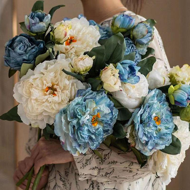 Картина маслом пион имитация цветка свет роскошный высококачественный искусственный букет ретро орнамент гостиная обеденный стол домашний орнамент фото искусственный цветок