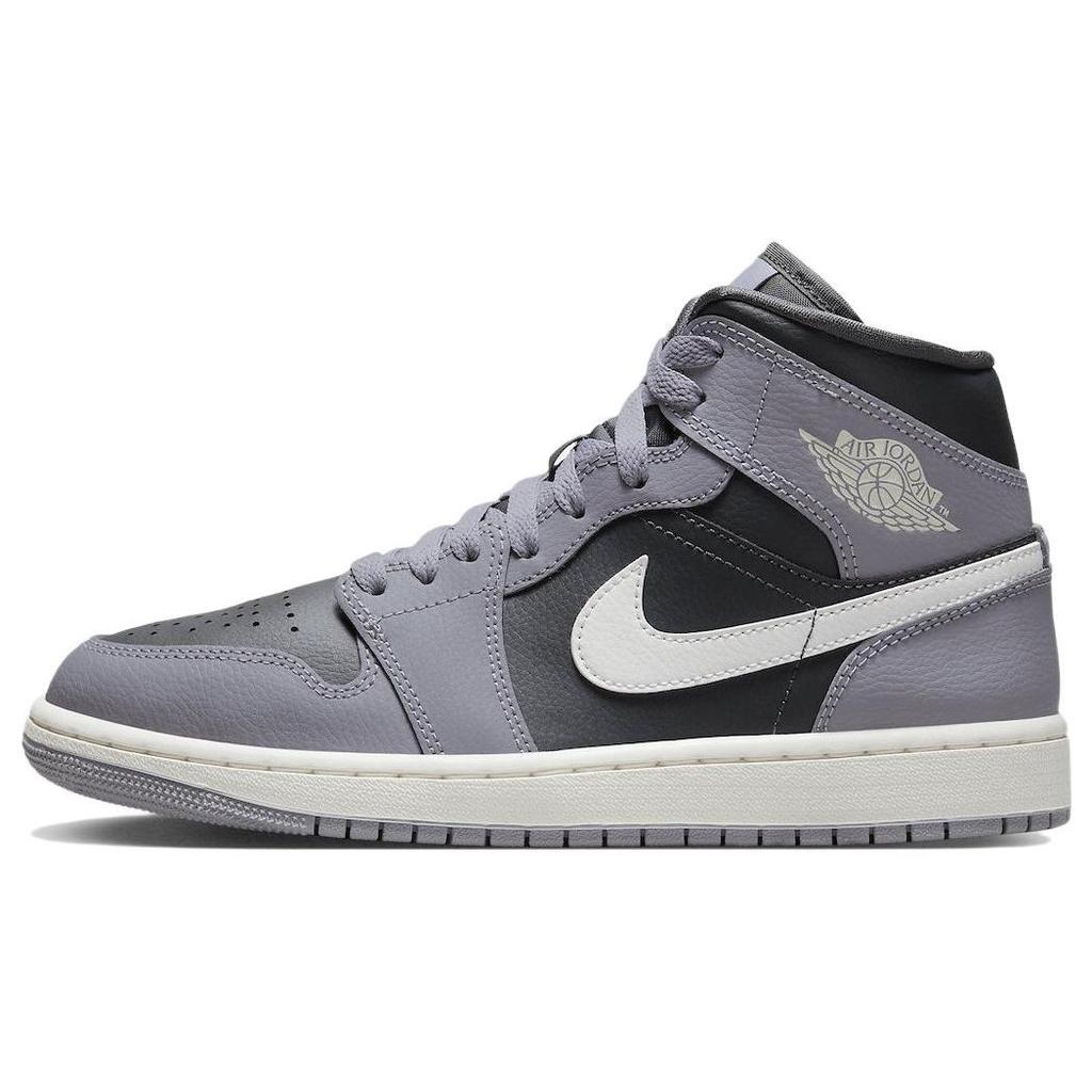 Air Jordan 1 Mid Cement Grey Women Sneakers Sail Anthracite BQ6472-022