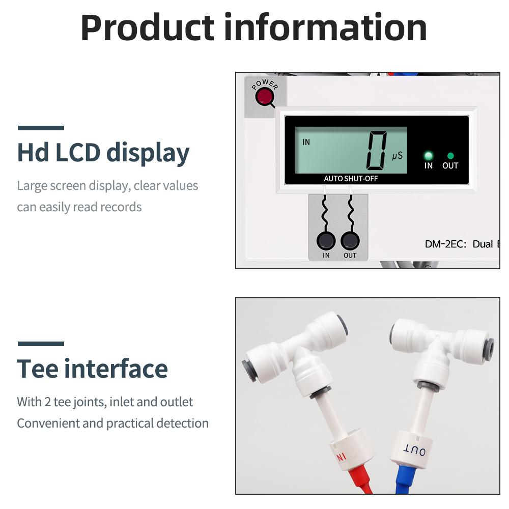TDS Тестер качества воды DM1/DM2 - Двухзондовый измеритель с HD ЖК-дисплеем для точных измерений