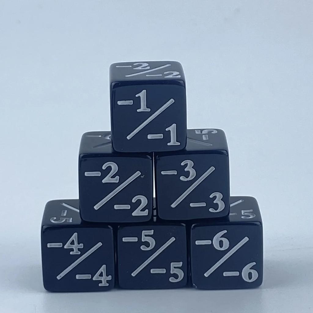 5pcs/set Dice Counters 5 Positive +1/+1 & 5 Negative -1/-1 for Magic The Gathering Number 1-6 Math Preschool Education Dice Set