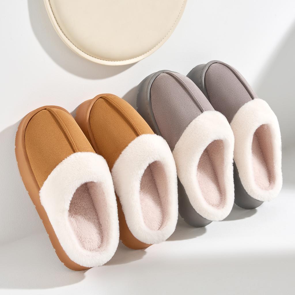 Platform Women Home Slippers Plush Warm Thick Bottom Slides Breathable Soft Non-slip Slippers Indoor Outdoor Men Casual Slippers