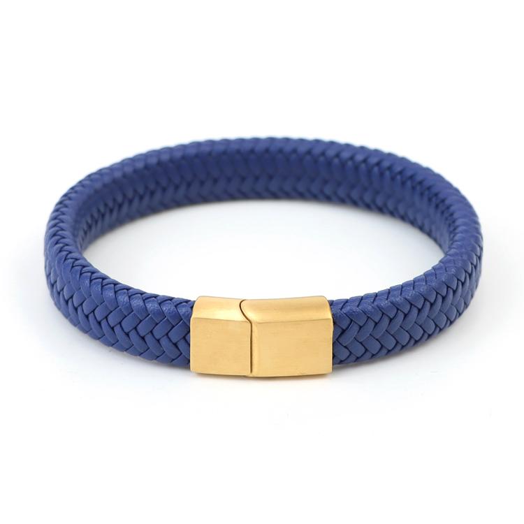 High Quality Multicolor Orange Leather Bracelet Stainless Steel Magnetic buckle Stain Genuine Braided Leather Men Bracelet
