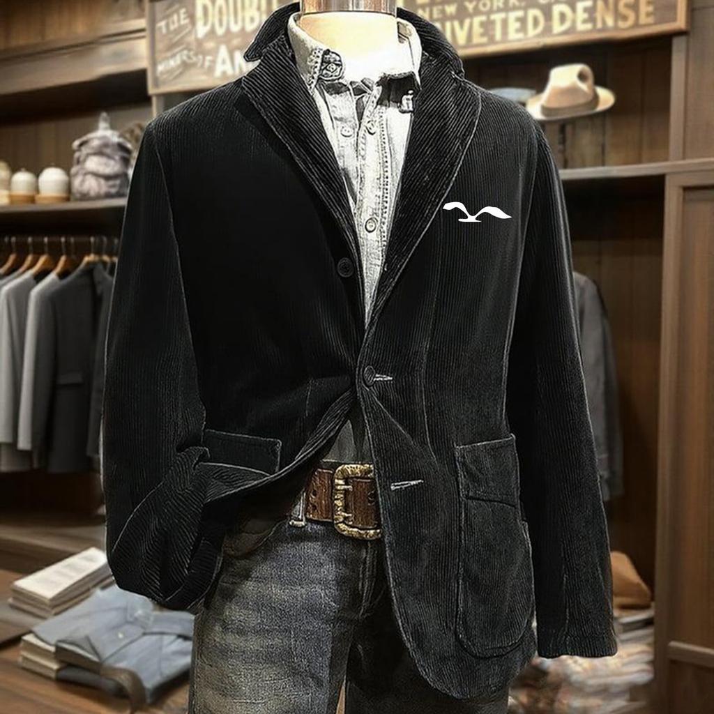 Мужской однотонный вельветовый теплый пиджак-кардиган с карманами, мужской повседневный костюм