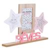 [A1650] - Wooden Collage 'Rêves' Beige Pink (3 Pictures) - 40x28x5cm