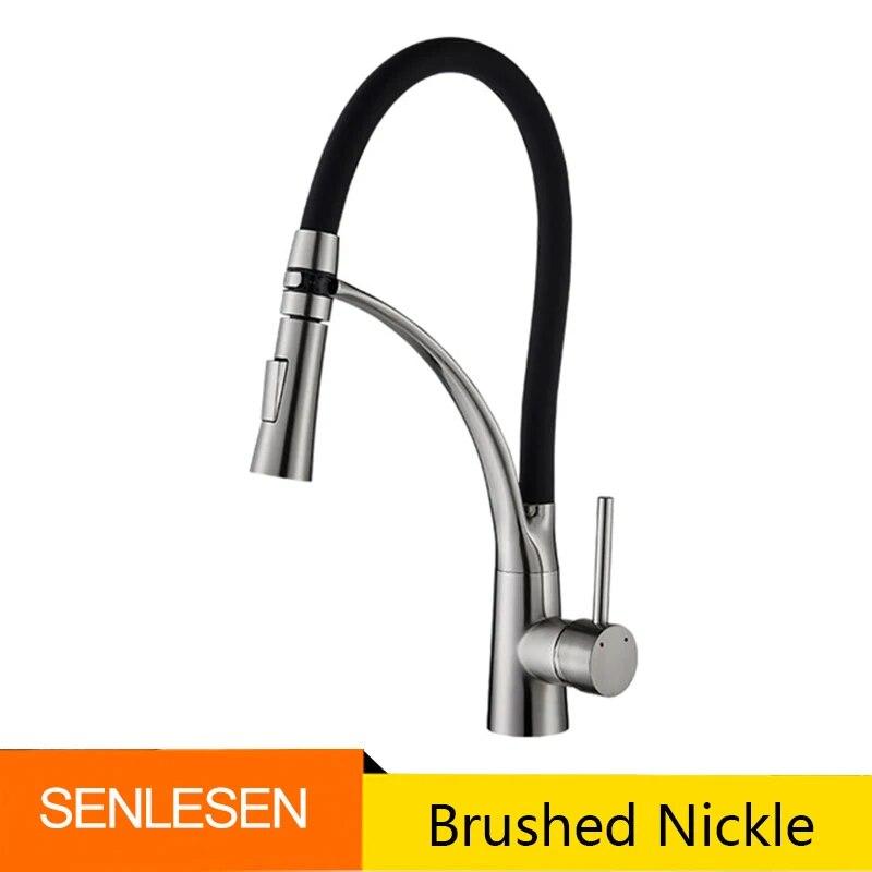 Black/Nickel/Chrome/Gold Rubber Kitchen Faucet Sink Faucet 360 Degree Rotation Pull Down Stream Sprayer Hot Cold Water Mixer Tap