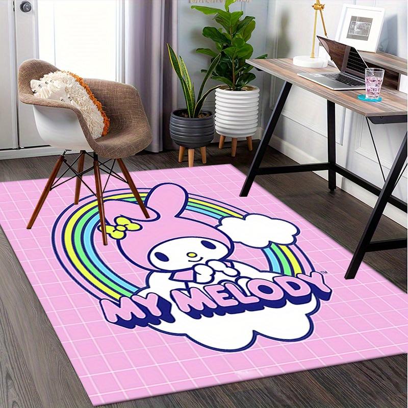 Office Rug My Melody, Rainbow Anti-Slip Rug, Machine Washable for Living Room, Bedroom, Office, Multiple Sizes, Bedroom Mat, Decorative Mat, Durable M