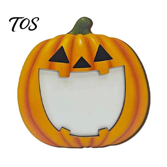 Indoor Holiday Table Decor Halloween Wooden Photo Frame, Pumpkin Ghost Cat Cutout Picture Autumn Tabletop Decoration Holder, Double-sided for