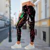 Womens Line Graffiti Prints Stretch Yoga Leggings Fitness Running Gym Sports Active Pants