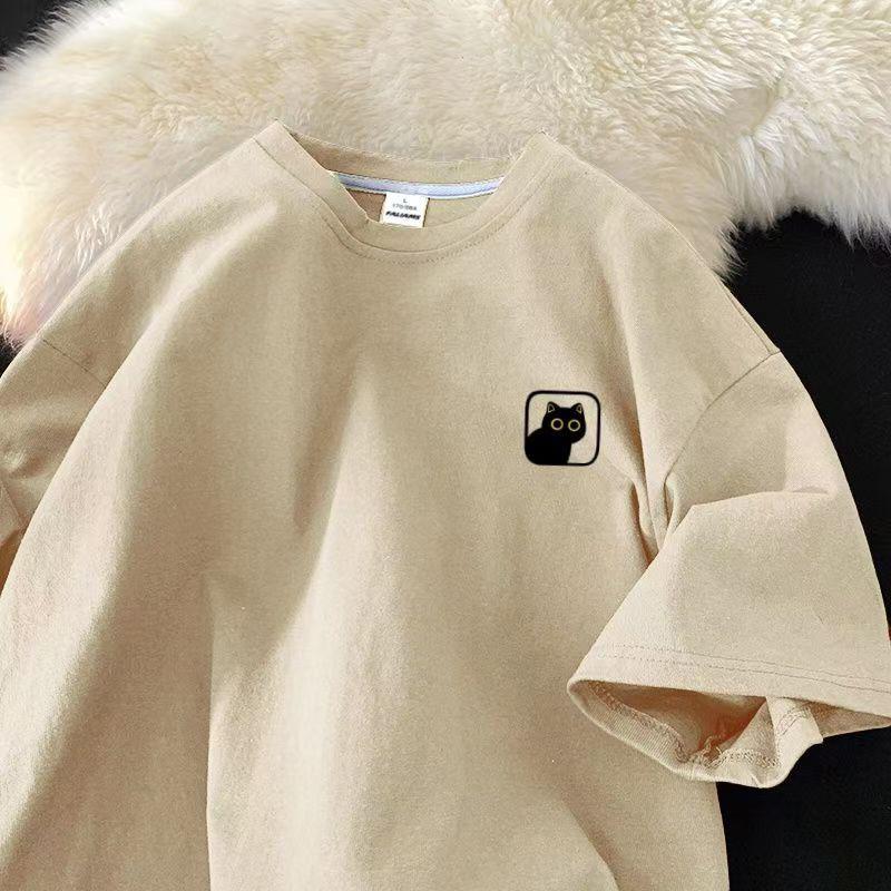 Футболка из хлопка с коротким рукавом, женская, свободная, модная, со средним рукавом, летняя, винтажная футболка