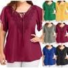 Women Fashion Plus Size Lace T-Shirt Blouse  Short Sleeve Tops