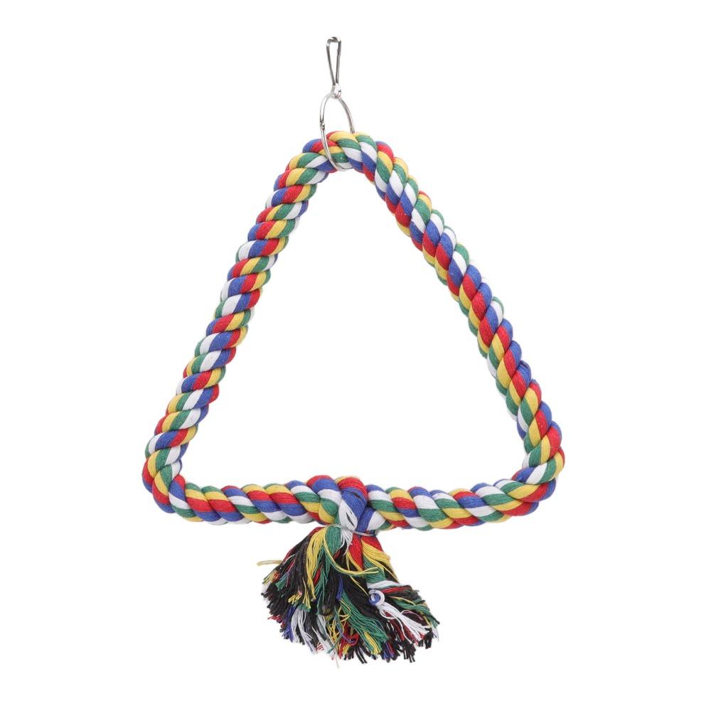 Chewing Design Rope Perch Stand Triangular Shape Colorful Parrot Toy Bird Swing Toy For Parakeets