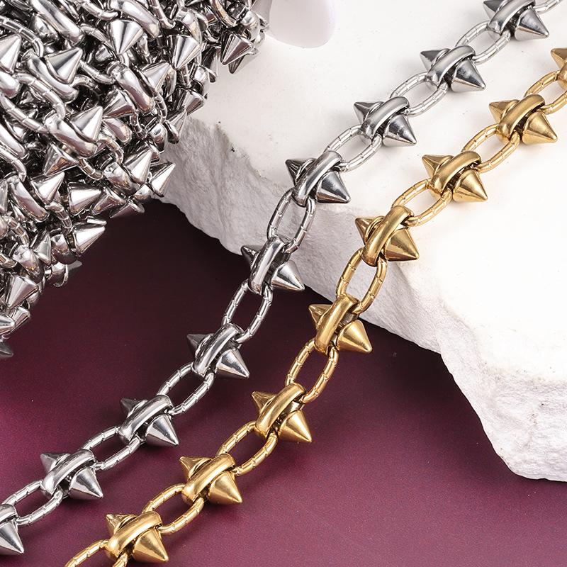 Punk Style Stainless Steel 18K Gold Plated Chunky Handmade Rivets Chain for DIY Crafting Necklaces Bracelets Trouser Chains