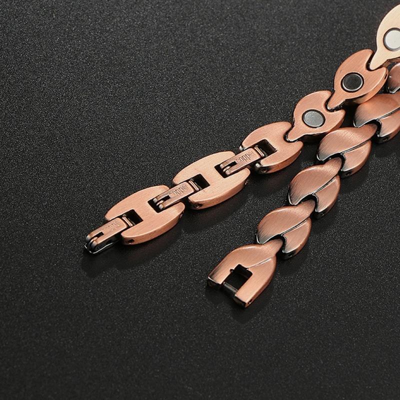 Women's Magnetic Bracelet Pure Copper Wristband Leaf-shaped Minimalist Style Design Link Bracelets Jewelry Gifts