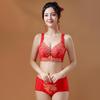 Benming Year Red Bridal Push-Up Bra Set for Women - Adjustable, Small Chest