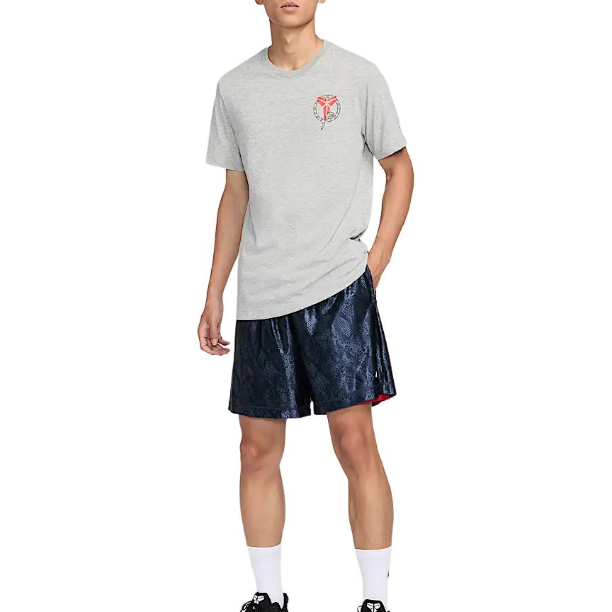 Nike Чулки Dri-Fit FW24 Kobe, повседневные, быстросохнущие, с круглым вырезом, коротким рукавом, мужские топы, темно-серые HV5151-063