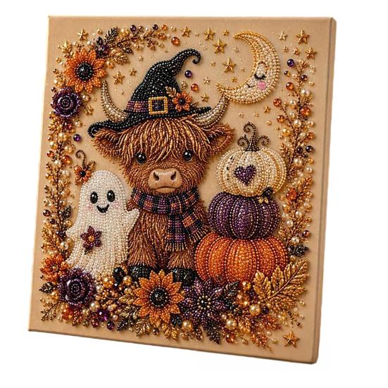 Quirky Halloween Art Projects Ghost Faux Pearl DIY Kit, Spooky 3D Bead Cool Pattern Kits Painting Crafts, Gothic Wall for Adults Beginners Decoration