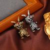 Cute Gold Metal Rabbit Brooch Vintage Zodiac Animal Pin Medieval Fashion Suit Badge